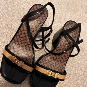 River Island Black and Gold Strappy Sandals